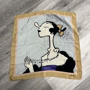 MOSCHINO Silk Scarf Olive Oyl Popeye 100% Silk Made In Italy